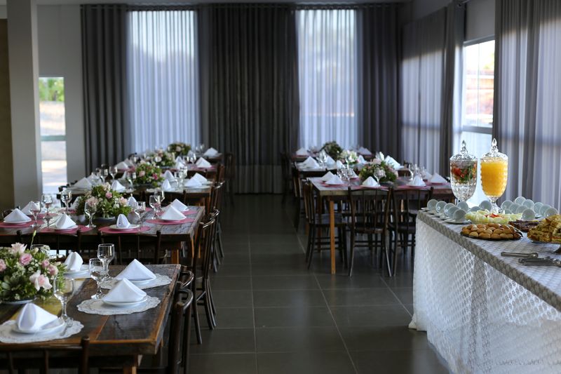 Elegant catering buffet table setup
